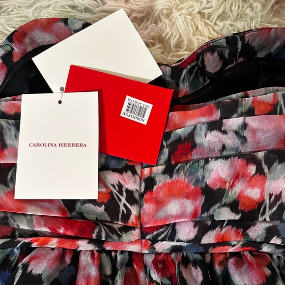 NWT New CAROLINA HERRERA Peony-Print Mini Dress Size 10 - Picture 9 of 12